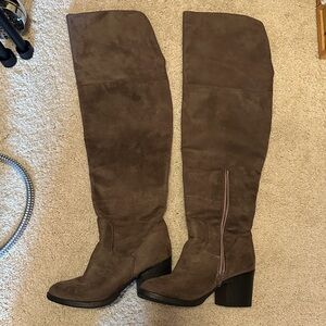 Brown Suede Over-the-Knee Boots